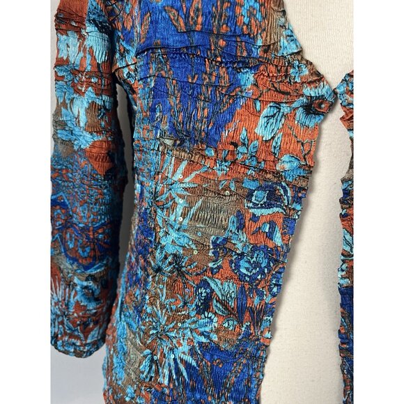 Vtg Alberto Makali size M Multicolor Jacket Lightweight Crinkle Sequin Front - Picture 3 of 5